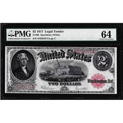 1917 $2 Legal Tender Note Fr.60 PMG Choice Uncirculated 64