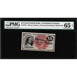 1863 Fifteen Cents Fourth Issue Fractional Note Fr.1267 PMG Gem Uncirculated 65EPQ