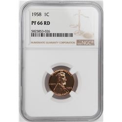 1958 Proof Lincoln Wheat Cent Coin NGC PF66RD