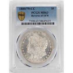 1880/79-CC Reverse of 1878 $1 Morgan Silver Dollar Coin PCGS MS63