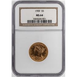 1900 $5 Liberty Half Eagle Gold Coin NGC MS64
