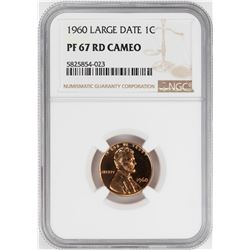 1960 Large Date Proof Lincoln Memorial Cent Coin NGC PF67RD Cameo