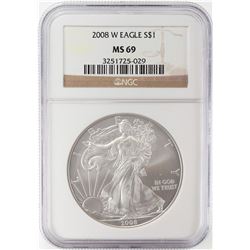 2008-W $1 American Silver Eagle Coin NGC MS69