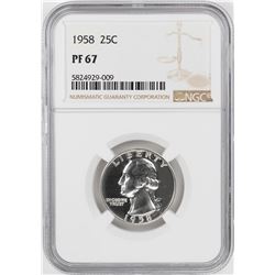 1958 Proof Washington Quarter Coin NGC PF67