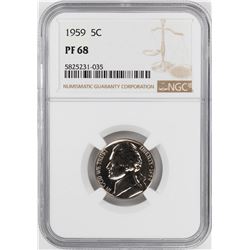1959 Proof Jefferson Nickel Coin NGC PF68
