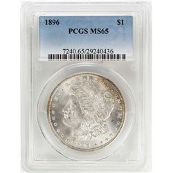 1896 $1 Morgan Silver Dollar Coin PCGS MS65