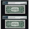 Image 2 : (2) Consecutive 1957B $1 Silver Certificate Notes Mismatch Serial Numbers PMG Gem Unc. 66EPQ