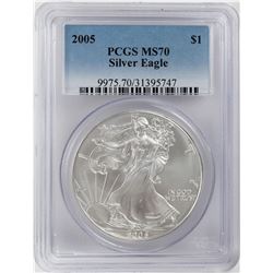 2005 $1 American Silver Eagle Coin PCGS MS70