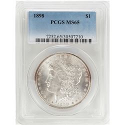 1898 $1 Morgan Silver Dollar Coin PCGS MS65