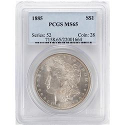 1885 $1 Morgan Silver Dollar Coin PCGS MS65