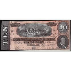 1864 $10 Confederate States of America Note