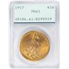 Image 1 : 1927 $20 St. Gaudens Double Eagle Gold Coin PCGS MS61 Green Rattler Holder