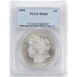 1881 $1 Morgan Silver Dollar Coin PCGS MS65