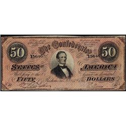 1864 $50 Confederate States of America Note