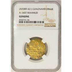AH389-421 Ghaznavid Dinar A-1607 Mahmud Gold Coin NGC Genuine