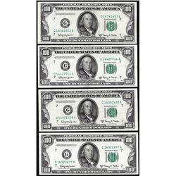 Lot of (4) 1950E $100 Federal Reserve Notes