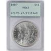Image 1 : 1887 $1 Morgan Silver Dollar Coin PCGS MS63 Old Green Rattler