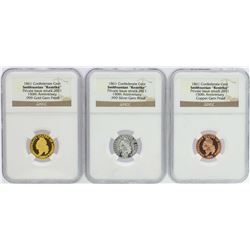 1861 Proof Confederate Cent Smithsonian Restrike Set NGC Graded
