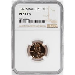 1960 Small Date Proof Lincoln Memorial Cent Coin NGC PF67RD