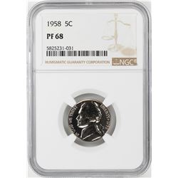 1958 Proof Jefferson Nickel Coin NGC PF68