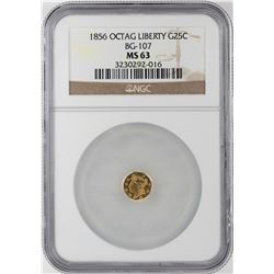 1856 Liberty Octagonal Gold Quarter Coin NGC MS63 BG-107