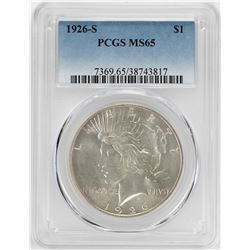 1926-S $1 Peace Silver Dollar Coin PCGS MS65