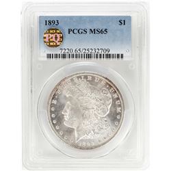 1893 $1 Morgan Silver Dollar Coin PCGS MS65 PQ