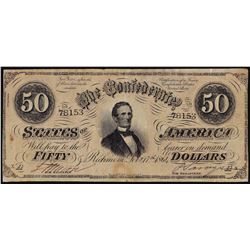 1864 $50 Confederate States of America Note