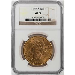 1895-S $20 Liberty Head Double Eagle Gold Coin NGC MS62