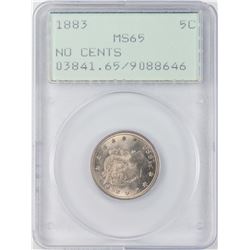 1883 No Cents Liberty Nickel Coin PCGS MS65 Old Green Rattler