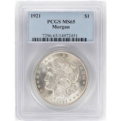 1921 $1 Morgan Silver Dollar Coin PCGS MS65