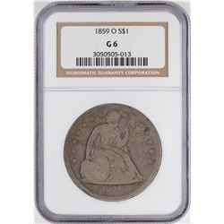 1859-O $1 Seated Liberty Silver Dollar Coin NGC G6