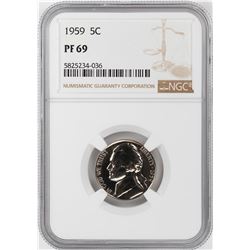 1959 Proof Jefferson Nickel Coin NGC PF69