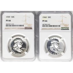 Lot of 1959 & 1960 Proof Franklin Half Dollar Coins NGC PF66
