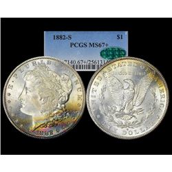 1882-S $1 Morgan Silver Dollar Coin PCGS MS67+ CAC Amazing Toning