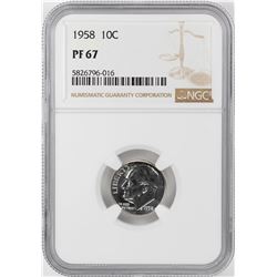 1958 Proof Roosevelt Dime Coin NGC PF67