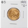 Image 1 : 1901-S $5 Liberty Head Half Eagle Gold Coin