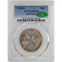 1936-D San Diego Commemorative Half Dollar Coin PCGS MS66 CAC