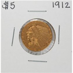 1912 $5 Indian Head Half Eagle Gold Coin