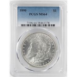 1890 $1 Morgan Silver Dollar Coin PCGS MS64
