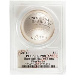 2014-P $1 Proof Baseball HOF Silver Coin PCGS PR69DCAM First Strike Cassie McFarland