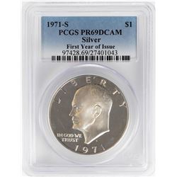 1971-S $1 Proof Eisenhower Silver Dollar Coin PCGS PR69DCAM