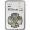 Image 1 : 1934 $1 Peace Silver Dollar Coin NGC MS62