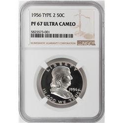 1956 Proof Franklin Half Dollar Coin NGC PF67 Type 2 Ultra Cameo