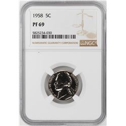 1958 Proof Jefferson Nickel Coin NGC PF69