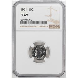 1961 Proof Roosevelt Dime Coin NGC PF69
