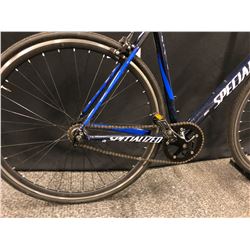 NAVY AND YELLOW SPECIALIZED ALLEZ SPORT ROAD BIKE WITH FLIP-FLOP