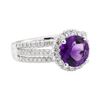 3.50 ctw Amethyst and Diamond Ring - 18KT White Gold