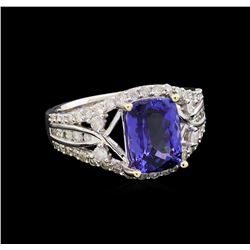 14KT White Gold 2.53 ctw Tanzanite and Diamond Ring