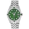 Image 2 : Rolex Mens Stainless Steel Diamond Lugs Green Diamond & Emerald Datejust Wristwa